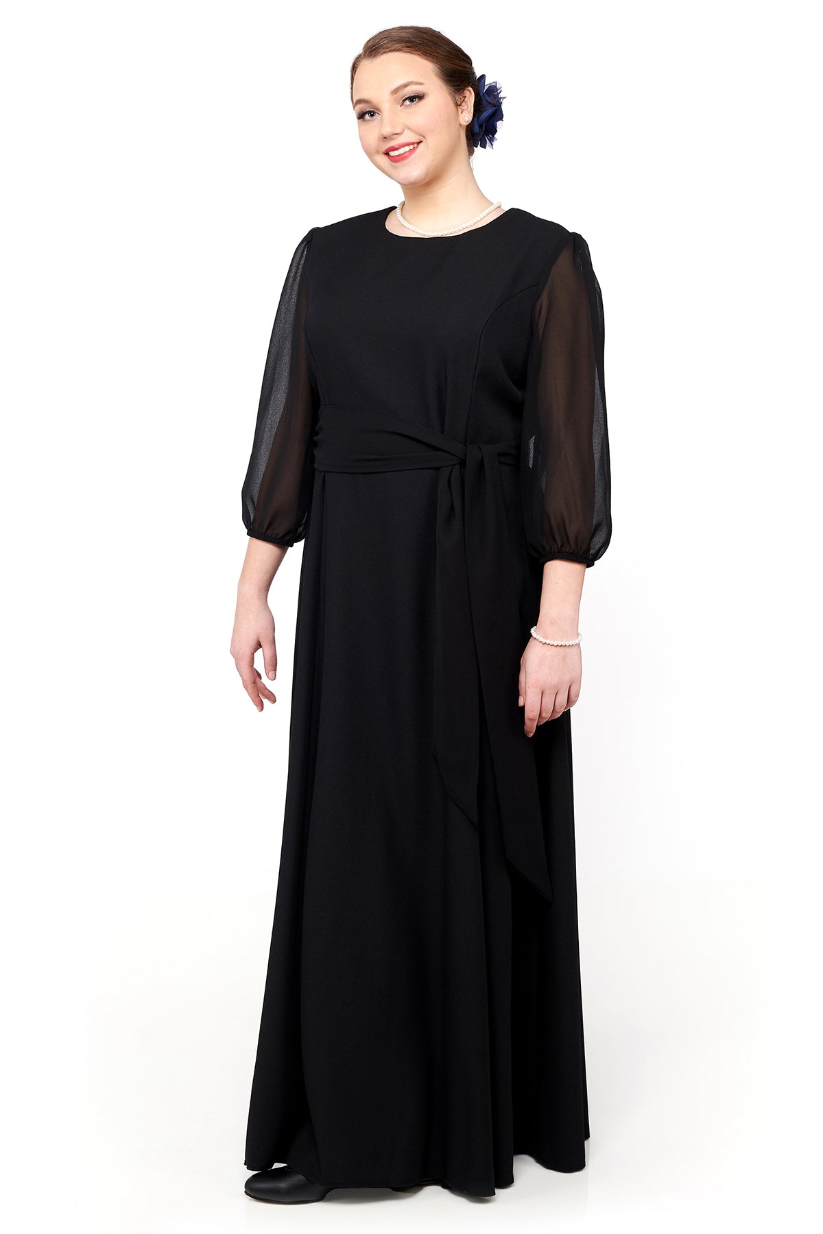 BRIANNA (Style #152) - High Scoop Neck, 3/4 Sleeve Gown