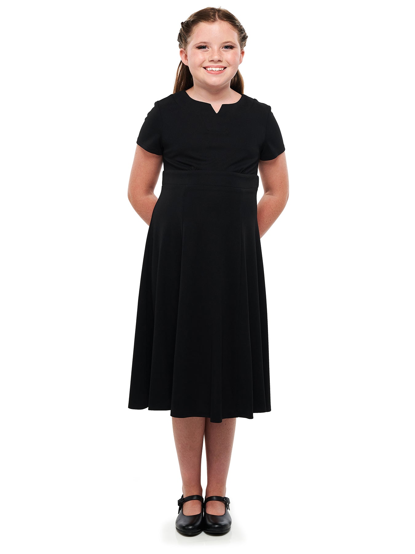 TORI (Style #409) - Crew V-Notch Neckline Swing Dress-Youth