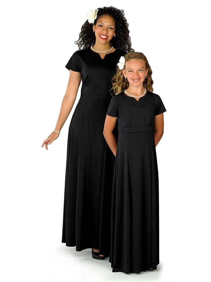 SAVANNAH (Style #109Y) - Crew V-Notch Neck, Short Sleeve Dress - Youth