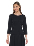 DEMI (Style #2290) - High Scoop Neck 3/4 Sleeve Blouse