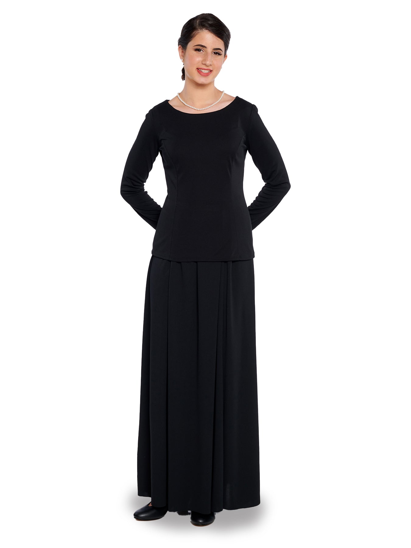 LUCY (Style #2295) High Scoop Neck Long Sleeve Blouse