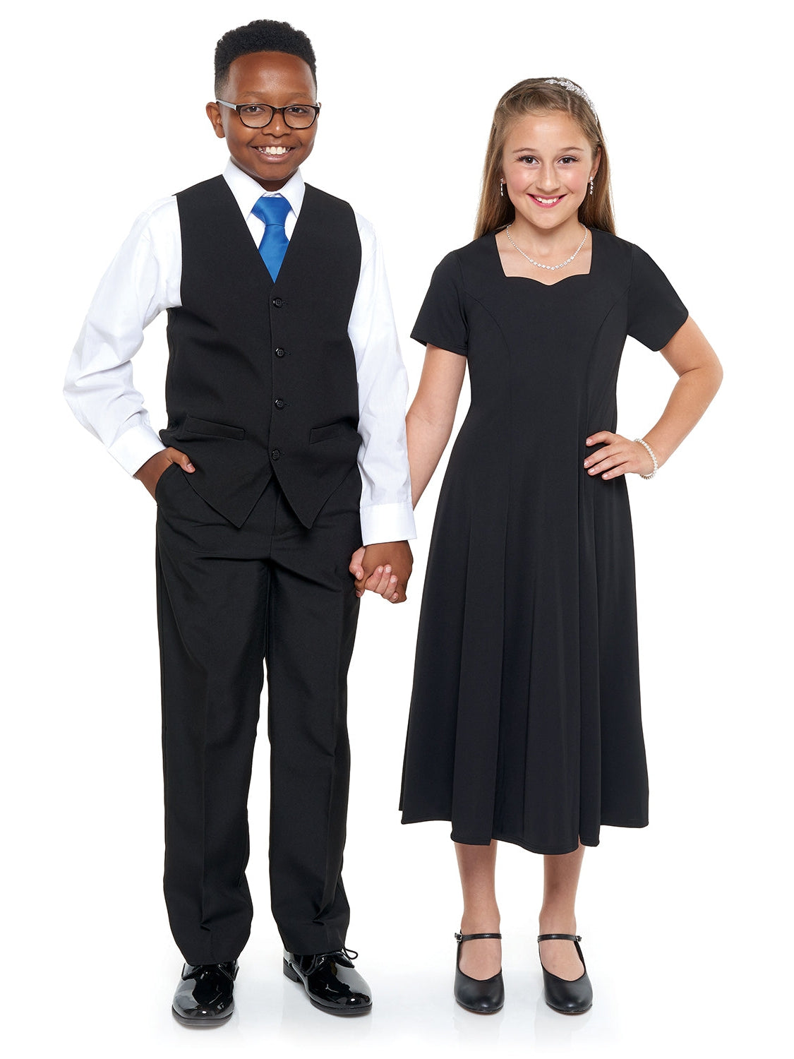 VALENTINA (Style #403Y) - Sweetheart Neck Short Sleeve Show Choir Dress-Youth