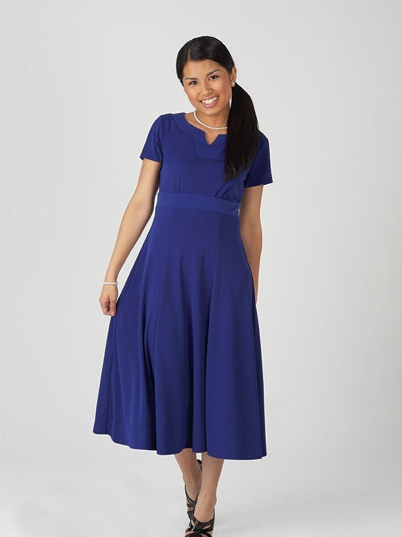 TORI (Style #409) - Crew V-Notch Neck Short Sleeve Show Choir Dress