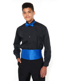 701 - Black Wing Tip Collar Pleated Tuxedo Shirt
