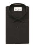 731 - Black Laydown Collar Pleated Tuxedo Shirt - Men's