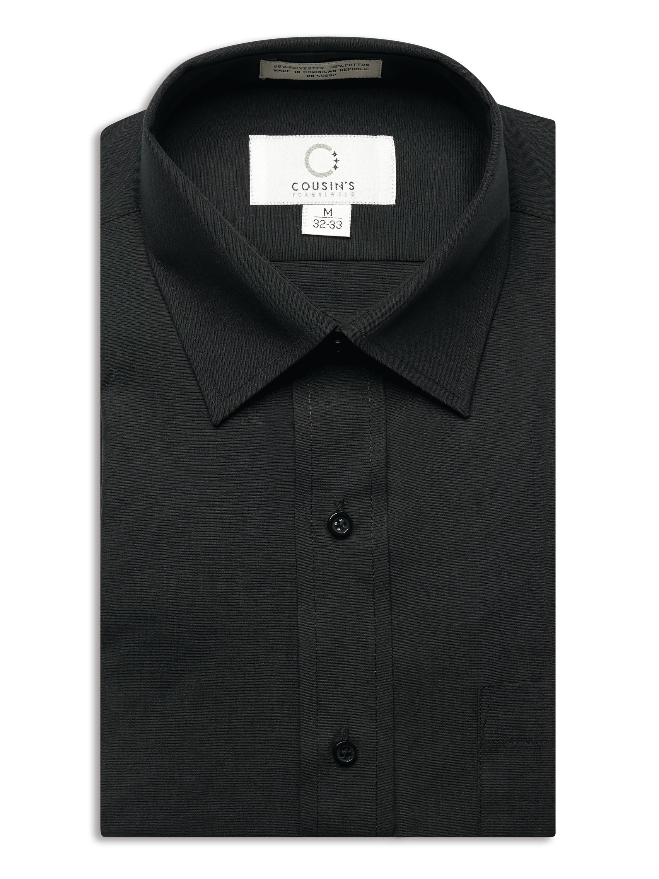 751-Y - Black Laydown Collar Non-Pleated Dress Shirt - Youth