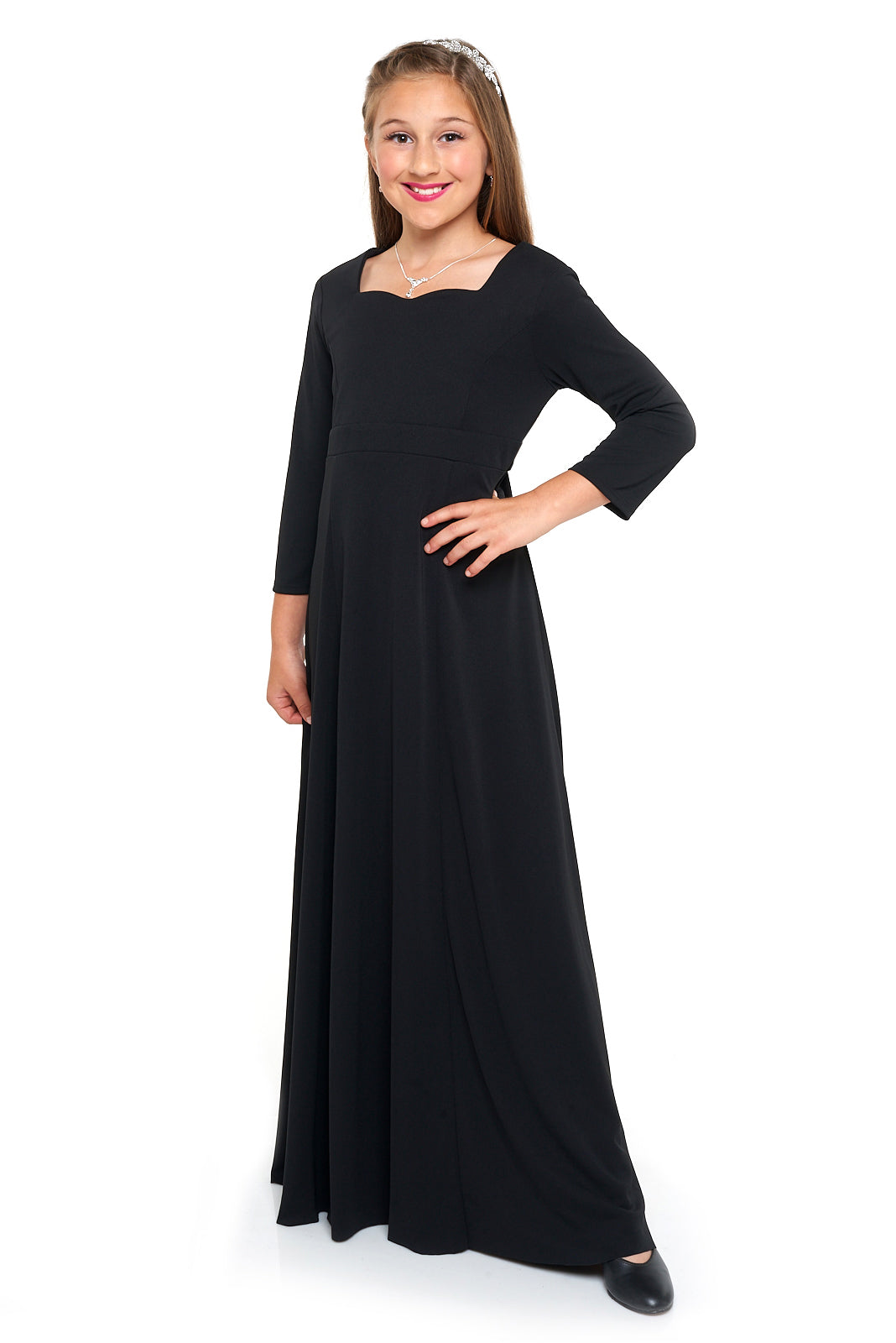 TAYLOR (Style #120Y) - Sweetheart Neckline, 3/4 Sleeve Dress -Youth