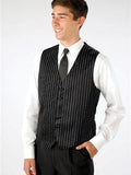 171W - Carmine Black-Silver Pinstripe Show Pre-Knotted Tie