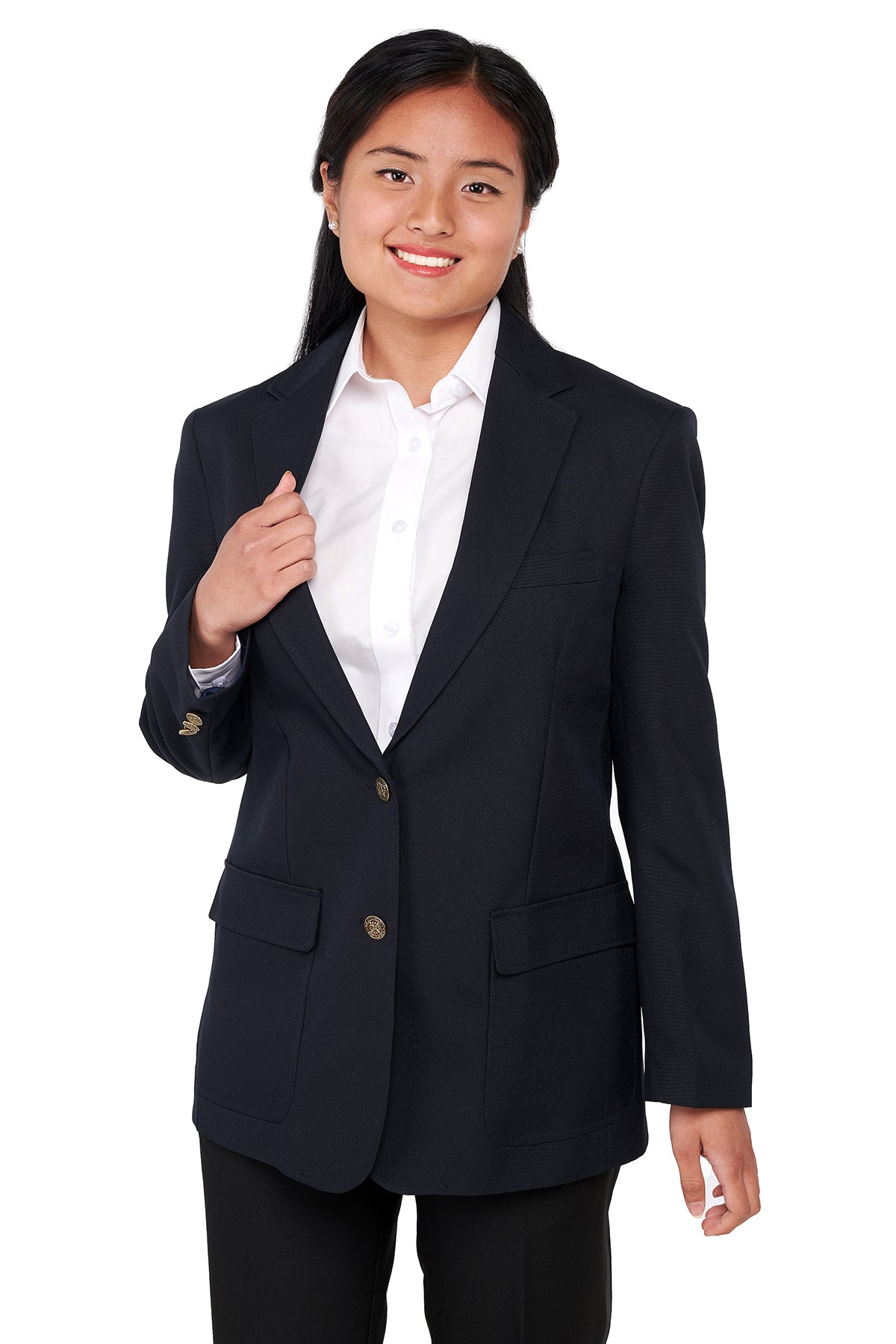 750L - Ladies White Laydown Collar Non-Pleated Dress Shirt - White / 0 750L - Ladies White Laydown Collar Non-Pleated Dress Shirt - White / 0