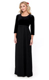 DEVYN (Style #2504) - Scoop Neck, 3/4 Sleeve, Velvet bodice Gown
