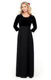 DEVYN (Style #2504) - Scoop Neck, 3/4 Sleeve, Velvet bodice Gown