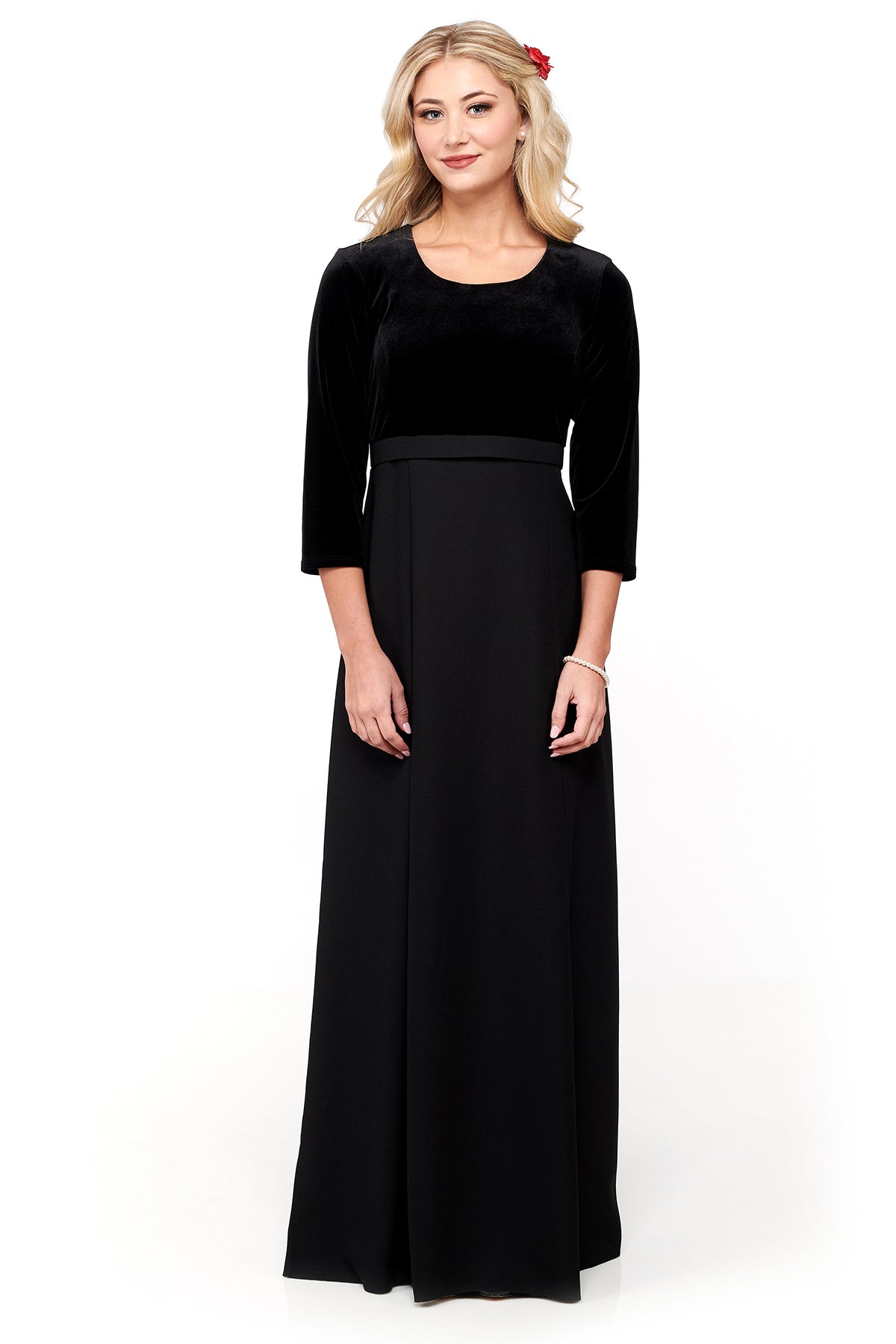 NEW! DEVYN (Style #2504) - Scoop Neck, 3/4 Sleeve, Velvet bodice Gown