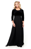 DEVYN (Style #2504) - Scoop Neck, 3/4 Sleeve, Velvet bodice Gown