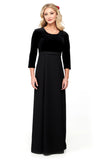 DEVYN (Style #2504) - Scoop Neck, 3/4 Sleeve, Velvet bodice Gown