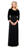 DEVYN (Style #2504) - Scoop Neck, 3/4 Sleeve, Velvet bodice Gown