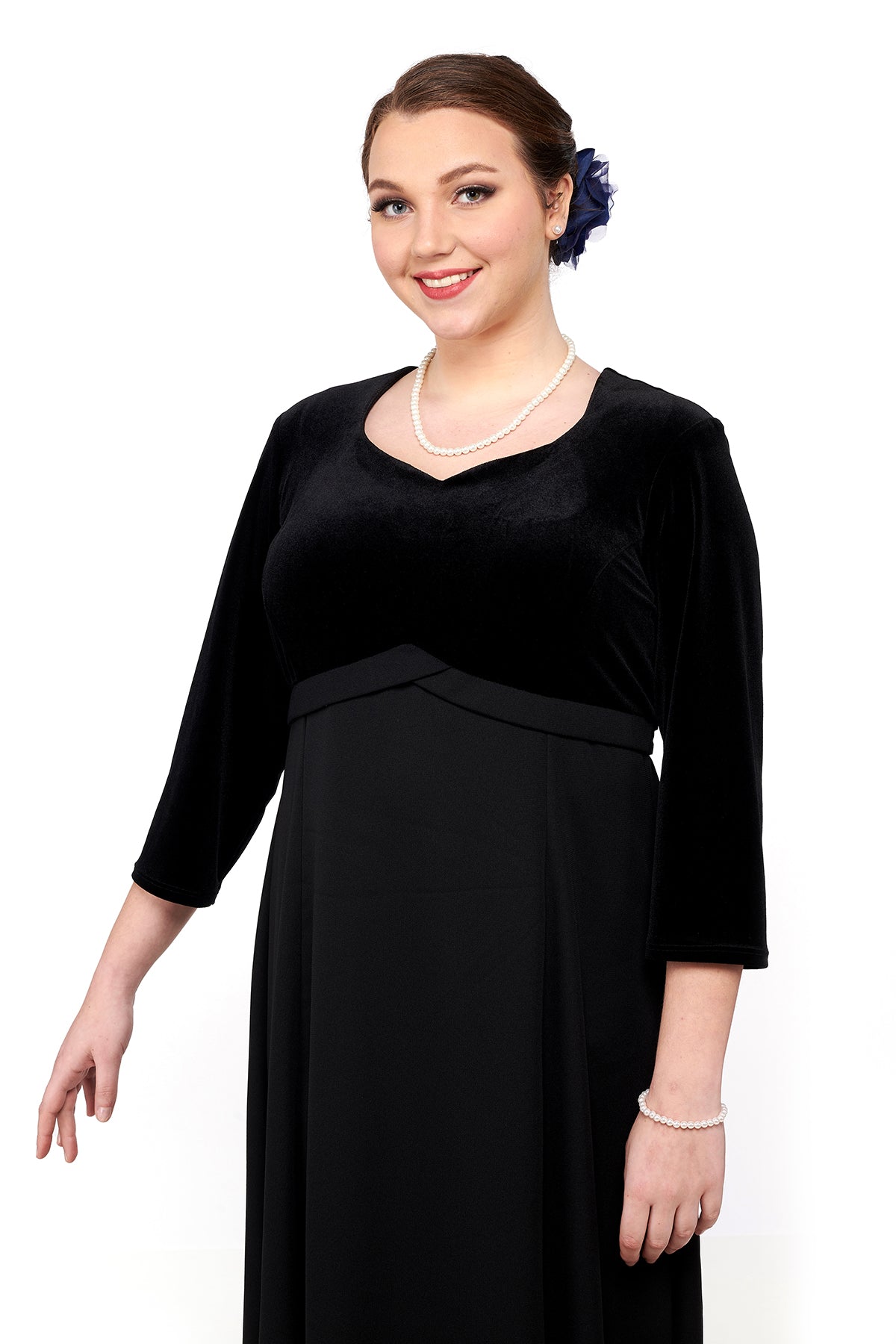 ALEXANDRA (Style #2508) - Velvet Heart Neck, 3/4 Sleeve Dress