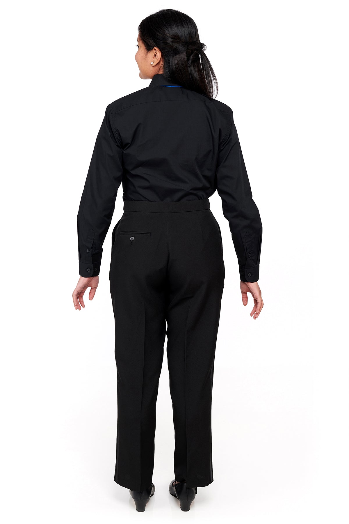 Black shirt black pants women on sale