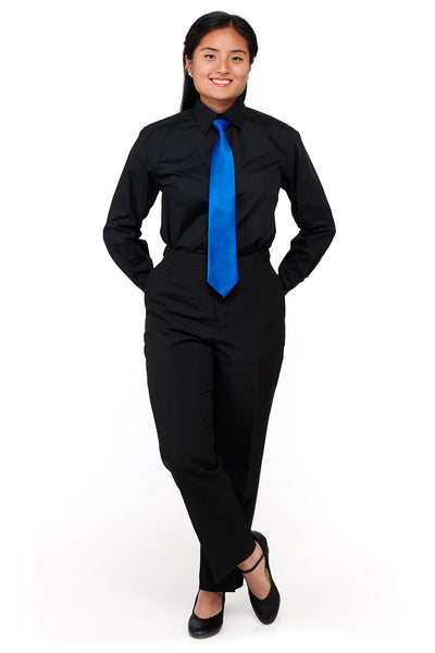 black button up dress shirt womens Vincent Ladies 6701L | Black Shirt Package