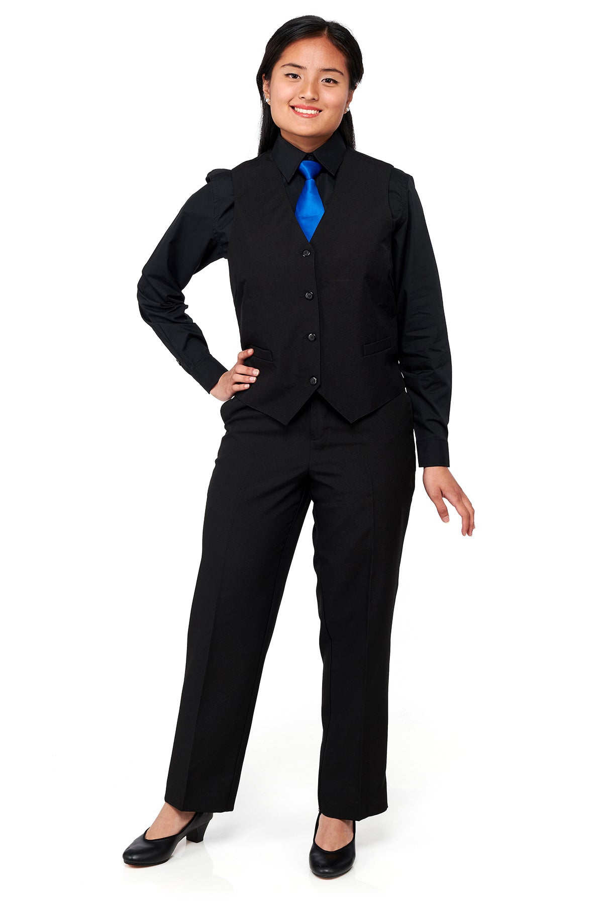 RILEY (Style #6710L) - Ladies Black Shirt, Vest, Tie Package with Pants
