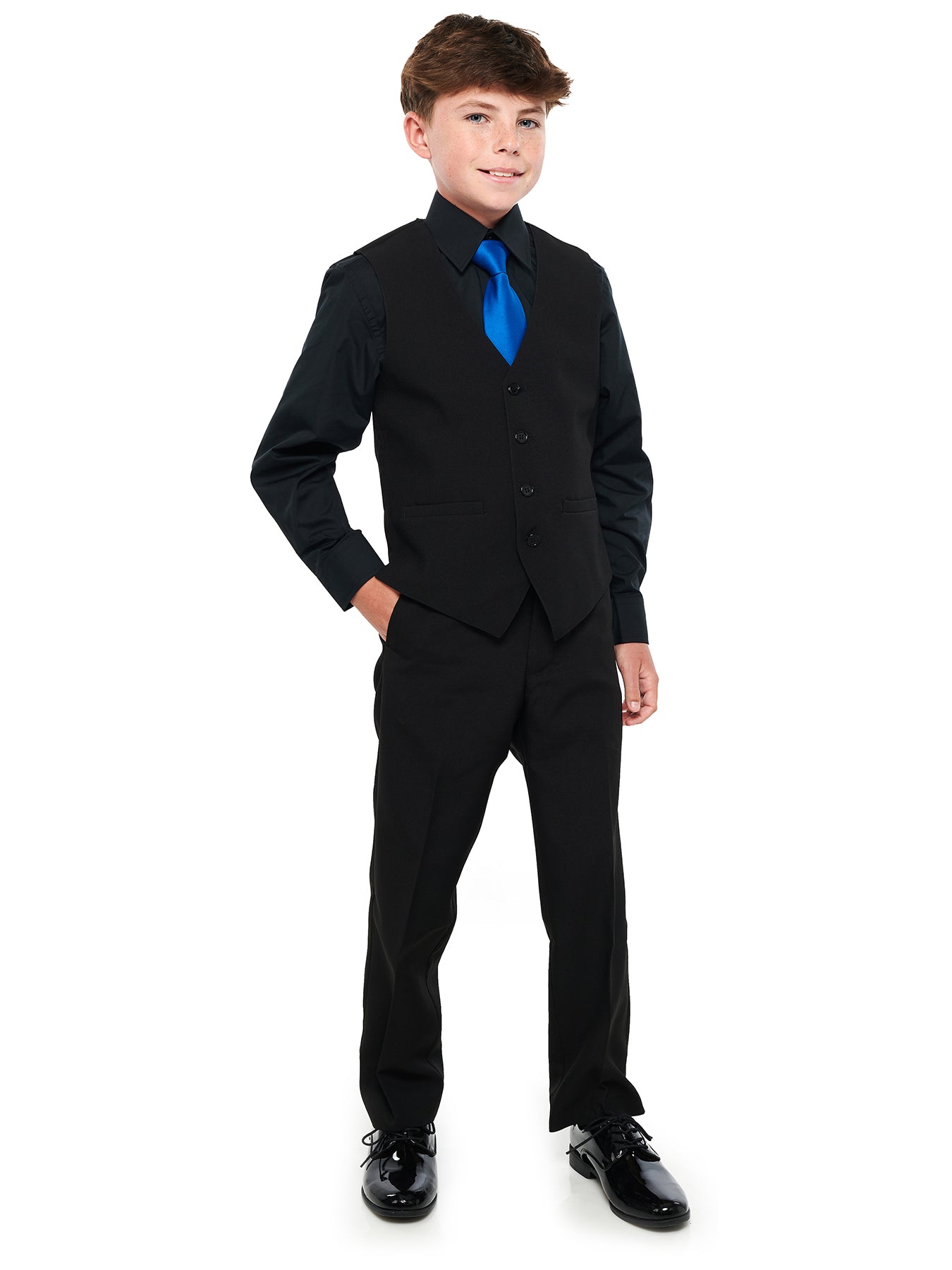 black dress shirt with red vest Men's Uniform Vest Firenza