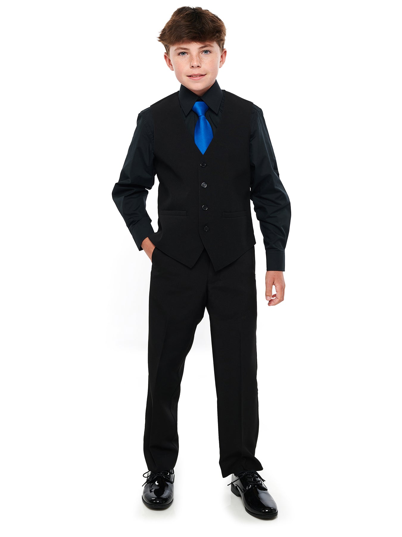 RILEY (Style #6710-Y) - Black Shirt, Vest, Tie Package with Pant - Youth RILEY (Style #6710-Y) - Black Shirt, Vest, Tie Package with Pant - Youth