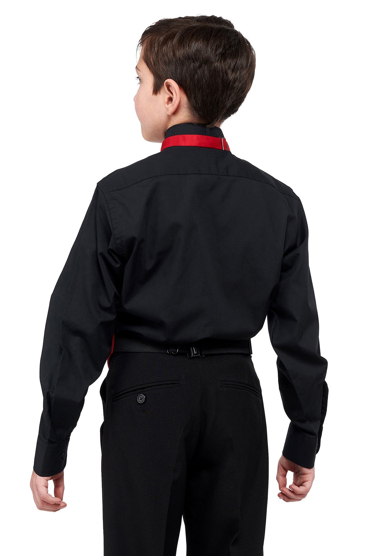 701-B - Black Wing Tip Collar Pleated Tuxedo Shirt- Boys