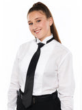 700L - White Wing Tip Collar Pleated Tuxedo Shirt - Ladies