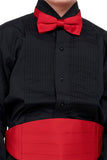 701-Y - Black Wing Tip Collar Pleated Tuxedo Shirt- Youth