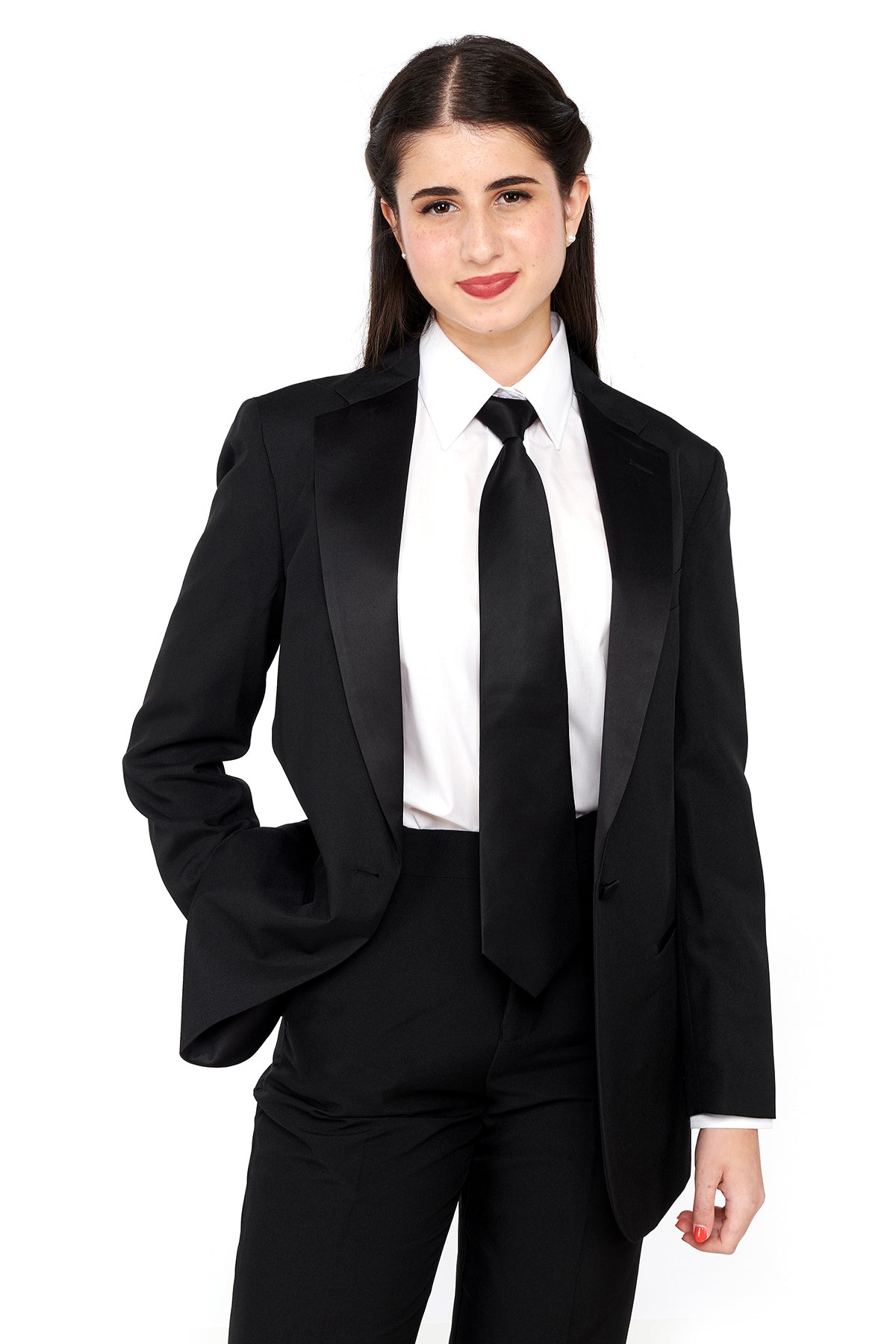 750L - Ladies White Laydown Collar Non-Pleated Dress Shirt - White / 0 750L - Ladies White Laydown Collar Non-Pleated Dress Shirt - White / 0