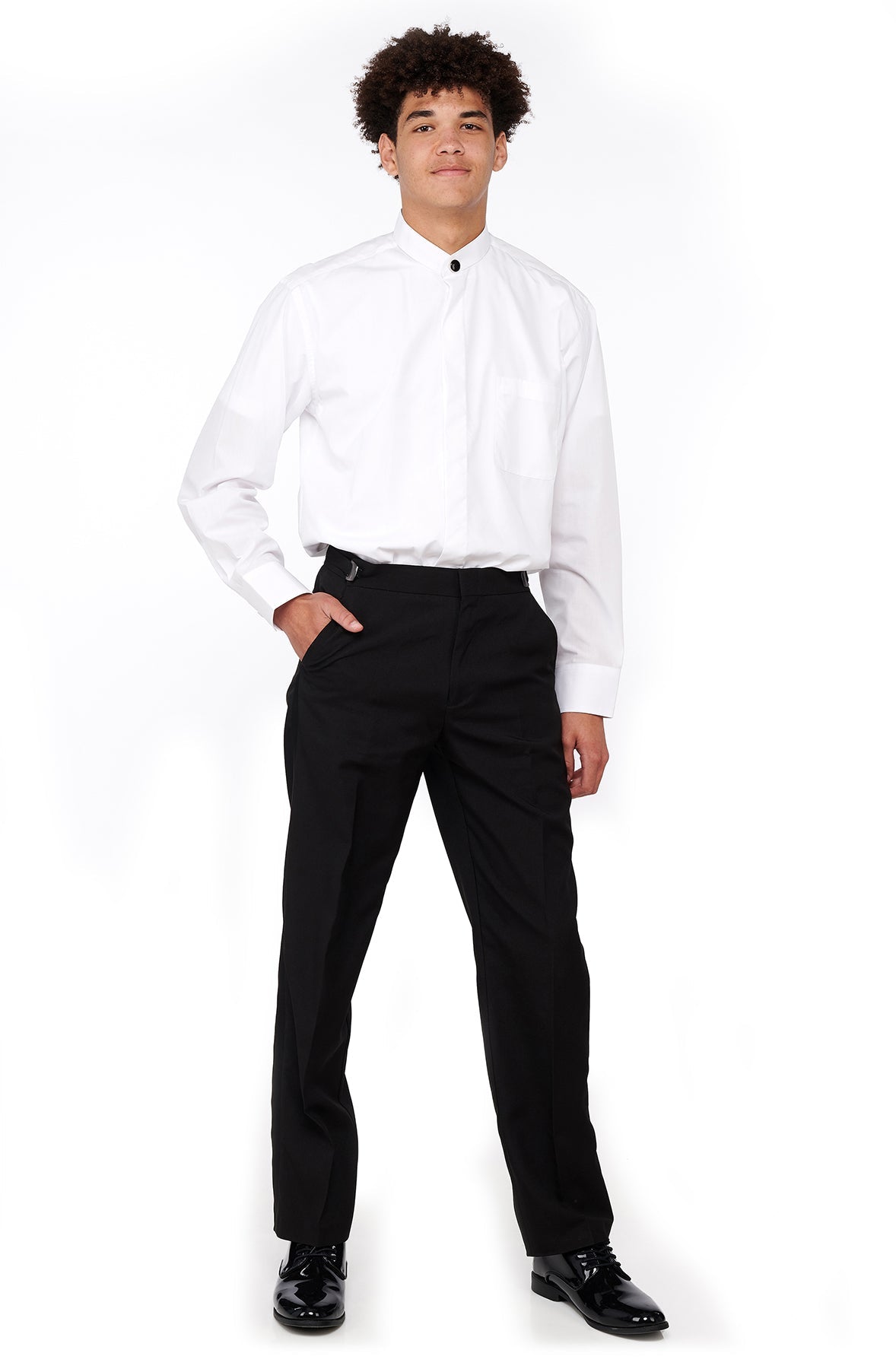 770 - White Mandarin Collar Non-Pleated Shirt
