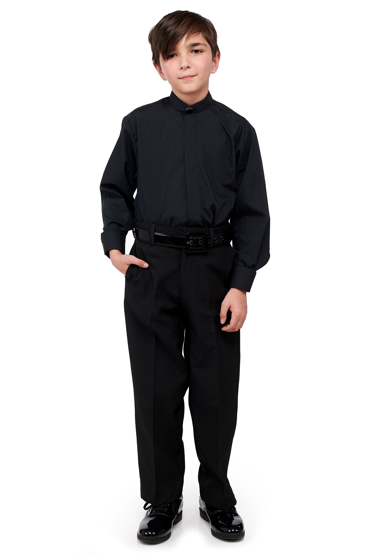 770B and 771B - Mandarin Collar Non-Pleated Shirt - Boys