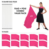 FLP01PK - VALUE PACK FLAGS AND POLES - 10 SETS - 13 FLAG COLORS!