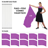 FLP01PK - VALUE PACK FLAGS AND POLES - 10 SETS - 13 FLAG COLORS!