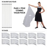FLP01PK - VALUE PACK FLAGS AND POLES - 10 SETS - 13 FLAG COLORS!