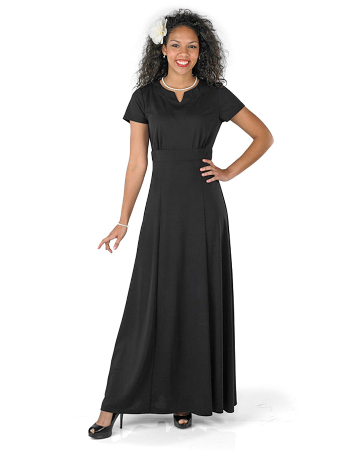 SAVANNAH (Style #109) - Crew V-Notch Neck Short Sleeve Dress