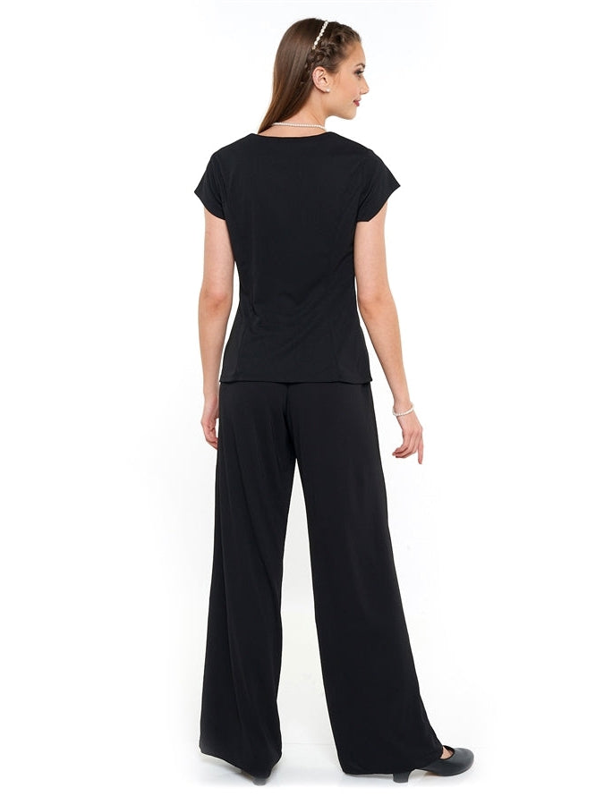 Solid Color Women's Cotton Palazzo Pants in Black PP0304 010000 10