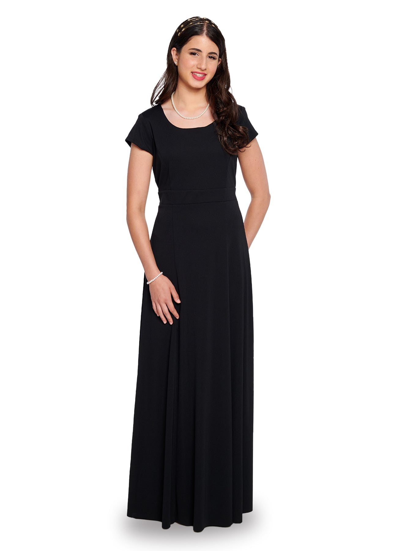 ANGELINA (Style #115) - Scoop Neck, Short Sleeve Dress - Black / 0 ANGELINA (Style #115) - Scoop Neck, Short Sleeve Dress - Black / 0