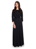 ALEXIS (Style #122) - High Scoop Neck, 3/4 Sleeve, Twist Front Gown