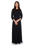 ALEXIS (Style #122) - High Scoop Neck, 3/4 Sleeve, Twist Front Gown