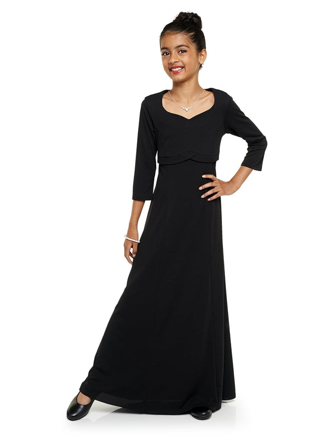 CHARLOTTE (Style #128Y) - Heart Shaped Neck, 3/4 Sleeve Dress - Youth Cousin's Concert Attire CHARLOTTE (Style #128Y) - Heart Shaped Neck, 3/4 Sleeve Dress - Youth Cousin's Concert Attire