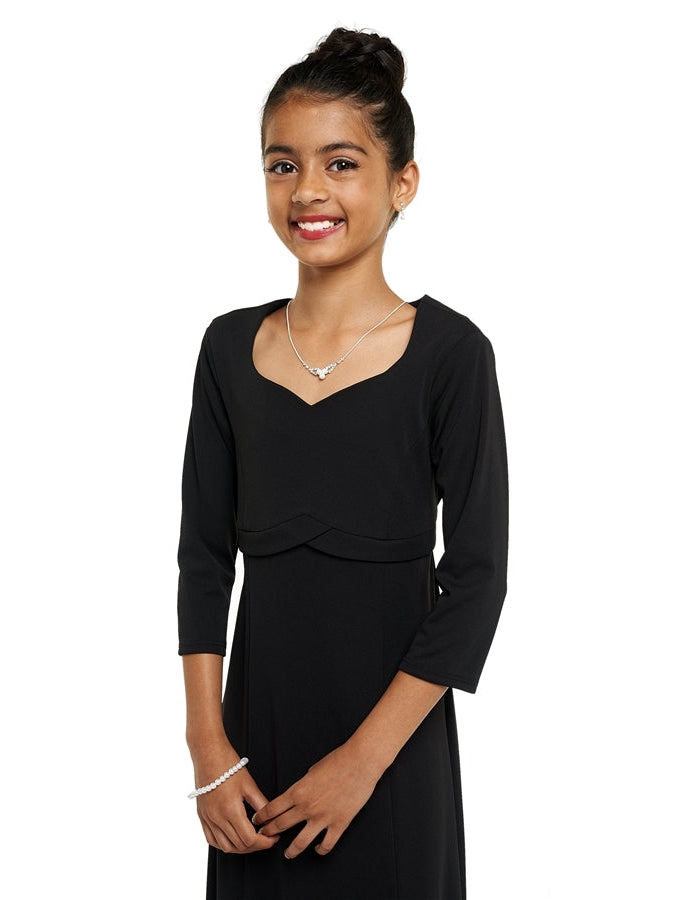 CHARLOTTE (Style #128Y) - Heart Shaped Neck, 3/4 Sleeve Dress - Youth Cousin's Concert Attire CHARLOTTE (Style #128Y) - Heart Shaped Neck, 3/4 Sleeve Dress - Youth Cousin's Concert Attire