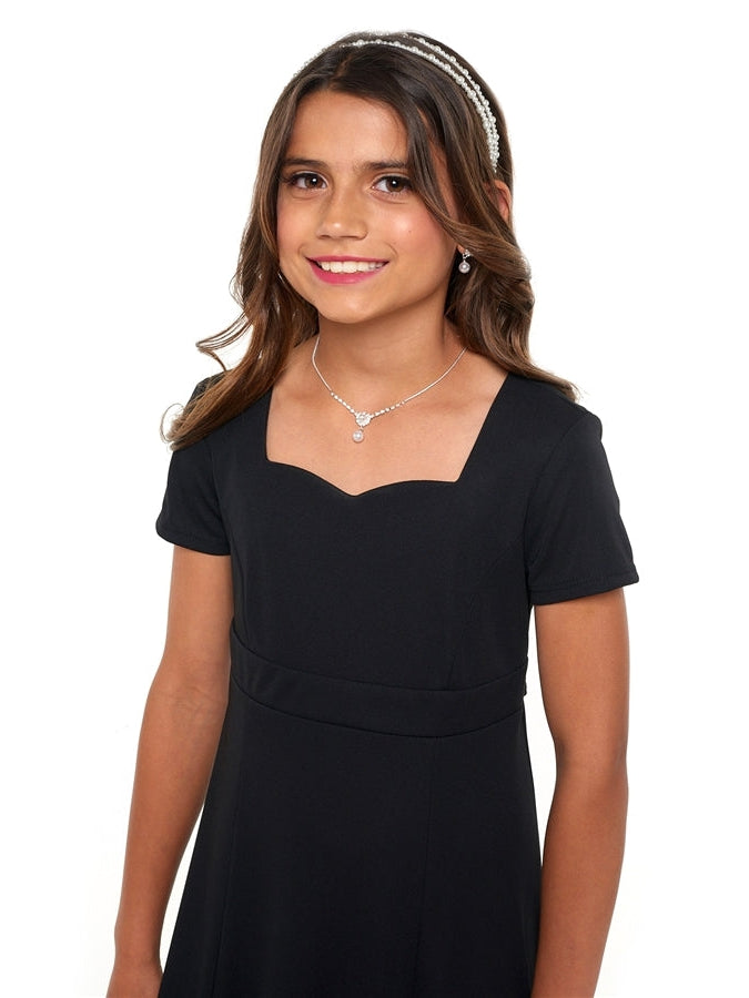 CHLOE (Style #143Y) - Sweetheart Neck, Short Sleeve Dress - Youth - Black / Youth 8 CHLOE (Style #143Y) - Sweetheart Neck, Short Sleeve Dress - Youth - Black / Youth 8