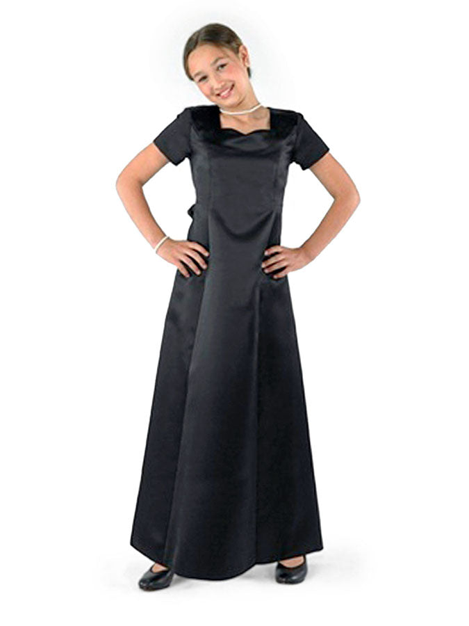 SARAH (Style #203) - Sweetheart Neck, Short Sleeve Satin Dress - Youth
