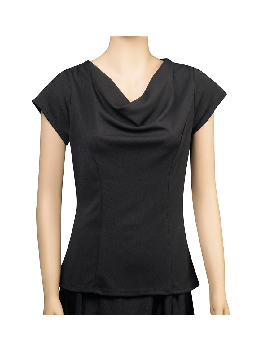 PRISCILLA (Style #2433Y) - Cowl Neck Cap Sleeve Blouse - Youth