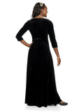 SYDNEY (Style #2505) - Velvet Scoop Neck, 3/4 Sleeve Dress