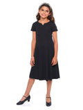 TORI (Style #409) - Crew V-Notch Neckline Swing Dress-Youth