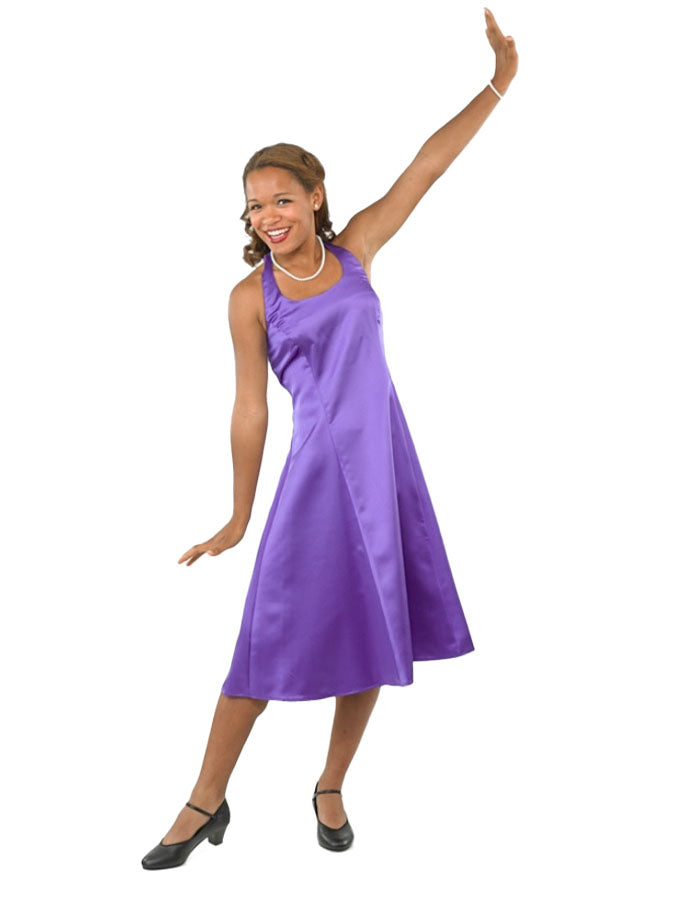 MARILYN Style 412 Scoop Neck Halter Top Satin Show Choir Dress Purple 6