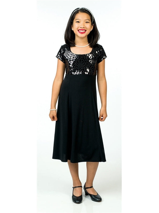 ANNIKA (Style #505BM) Scoop Neck Short Sleeve Broken Mirror Show Choir Dress