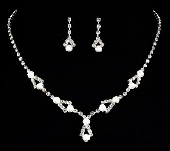 6615N - Rhinestone & Pearl Necklace Set