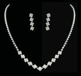 6641N - Rhinestone Necklace with Matching Drop Earrings Set